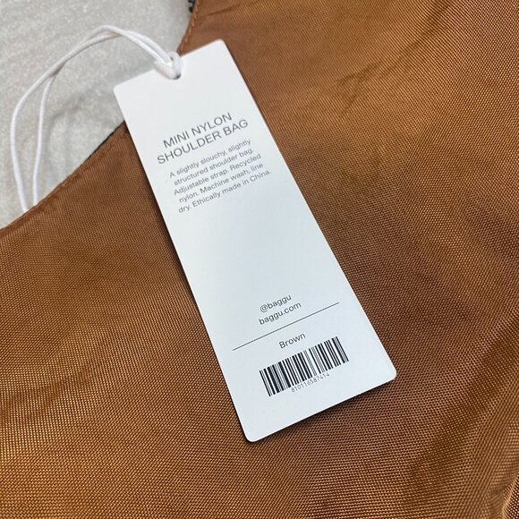 NWT BAGGU Nylon Mini Shoulder Bag / Brown 2024 - Picture 3 of 5